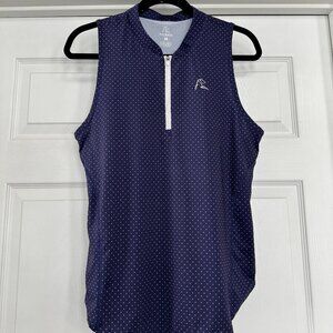 Rhoback Sleeveless 1/4 Zip - Blue w/Pink Polka Dots